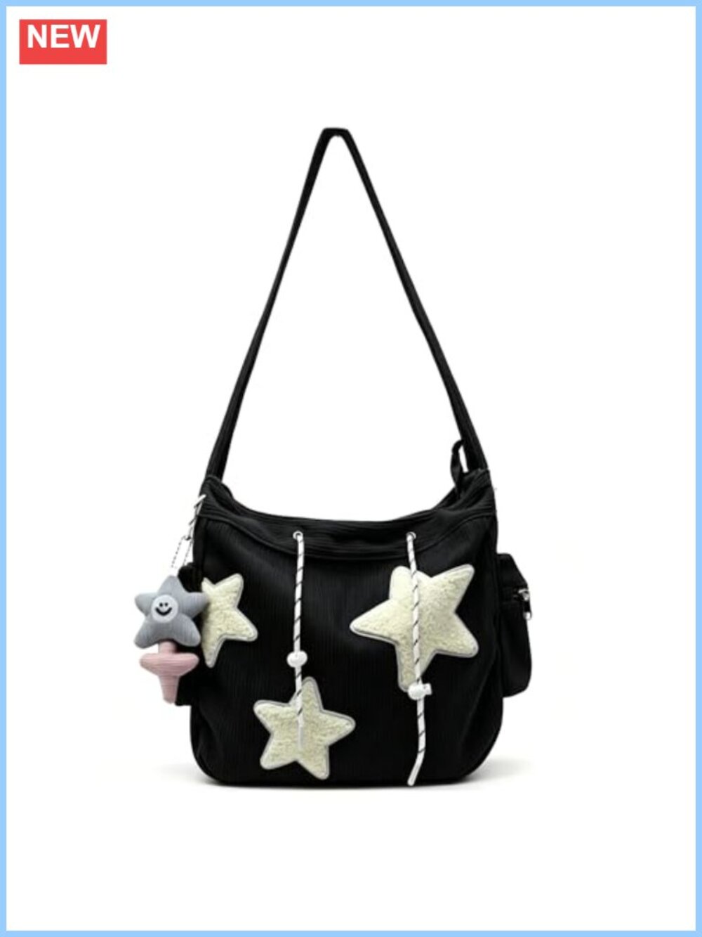 Corduroy Tote Bag Star Crossbody Shoulder Bag for Work Travel